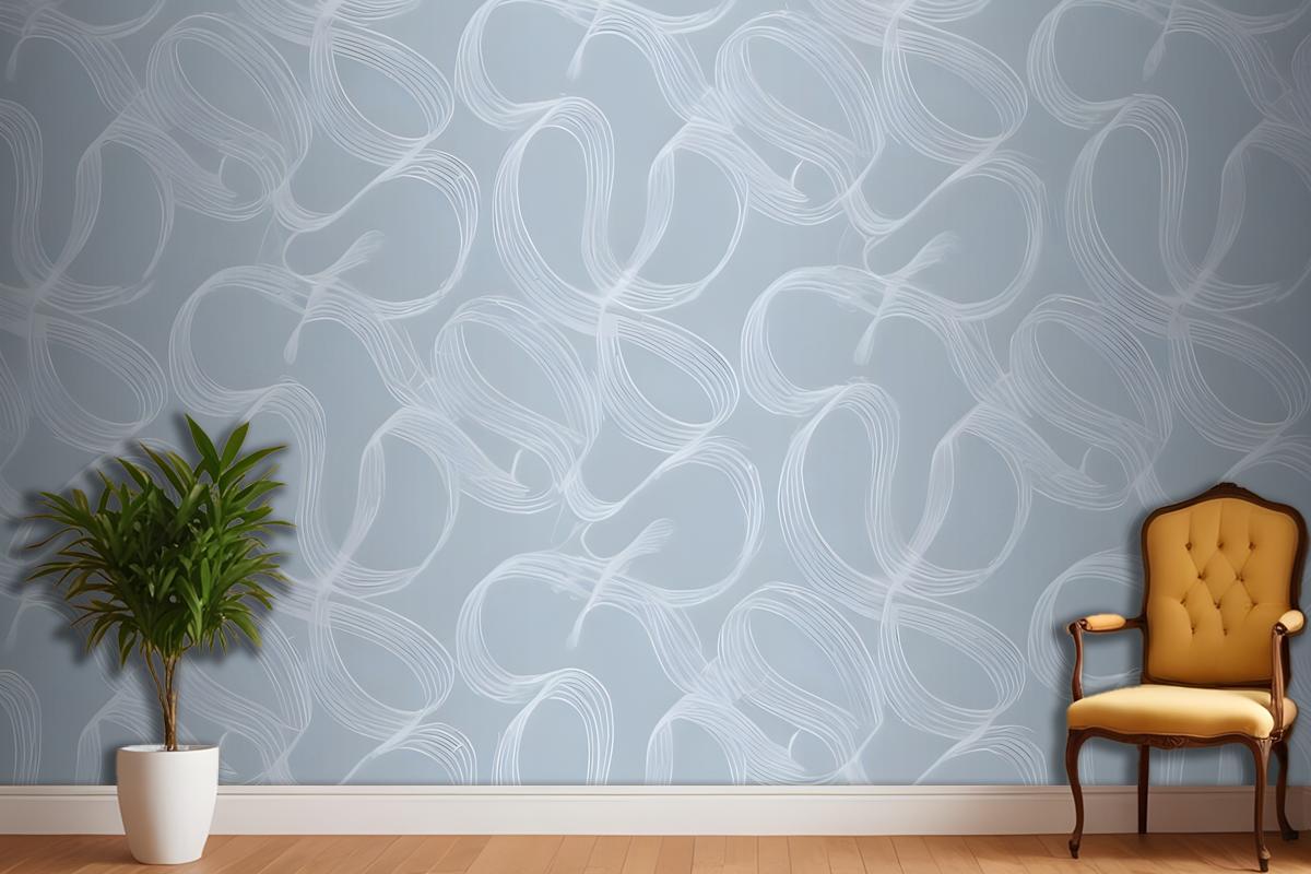 Açık Mavi Duvar Kağıdı Duvarındaki Soyut Beyaz Şekillerin Kusursuz Deseni Antre  Hol  Koridor 