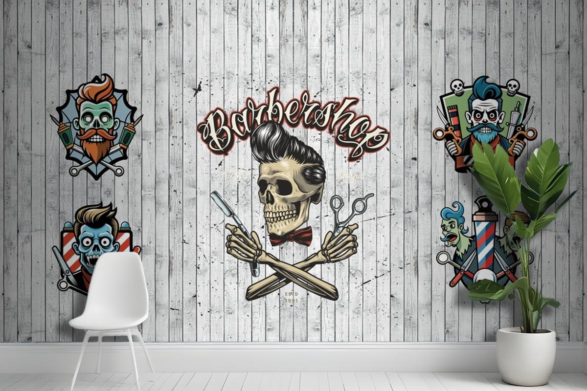 Berber Dükkanı Kuaför Salonu Duvar Kağıdı Tasarımı