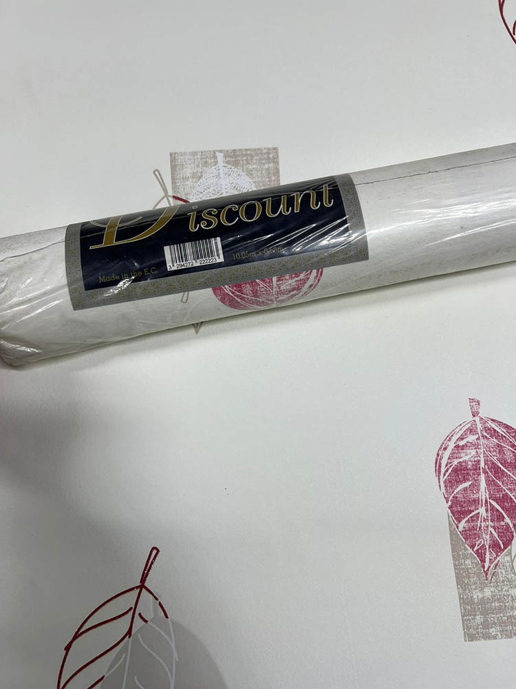 Beyaz Kırmızı Yaprak Desen Ucuz Duvar Kağıdı 78511