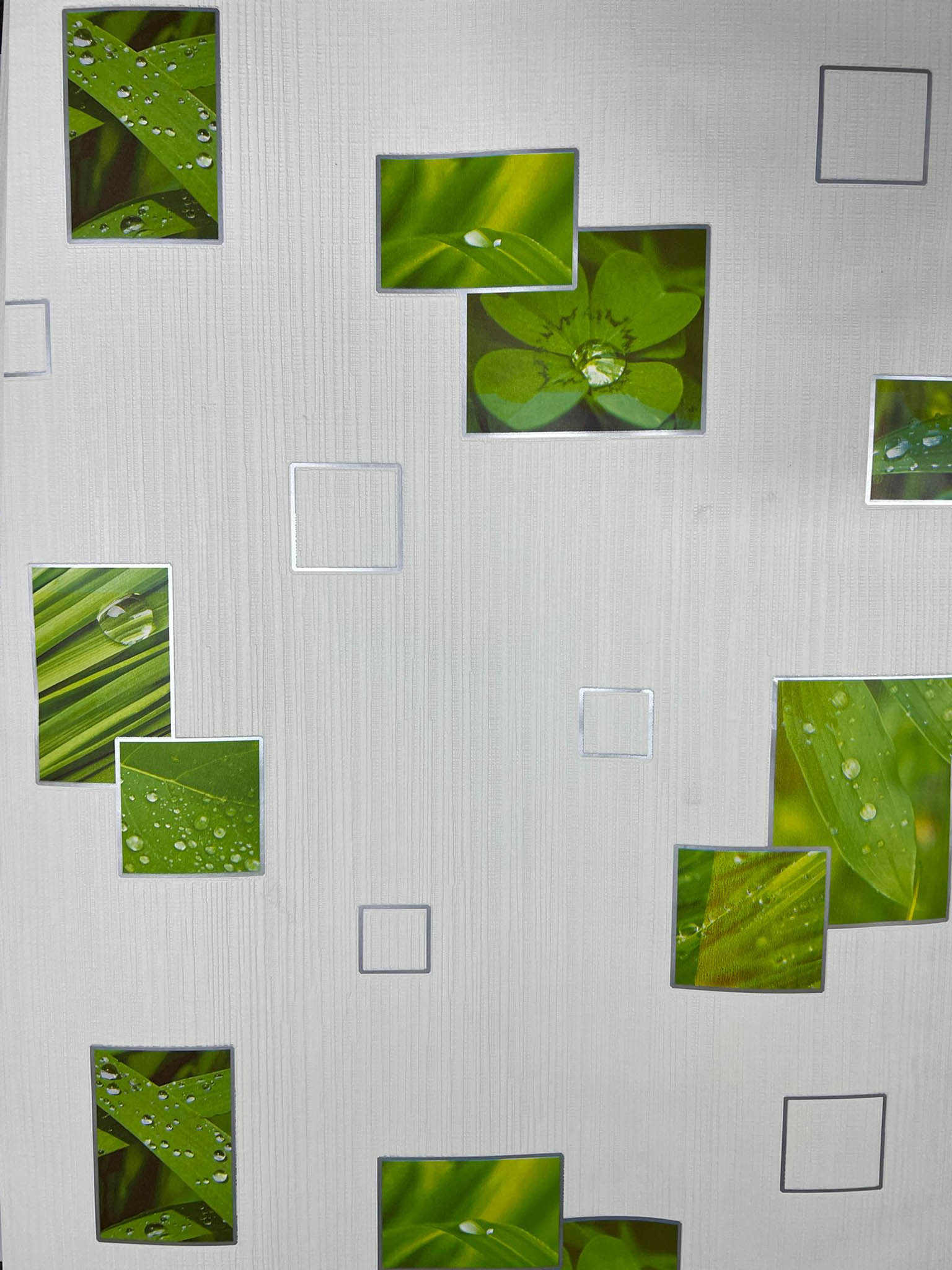 Beyaz Yeşil Yaprak Desen Ucuz Duvar Kağıdı 