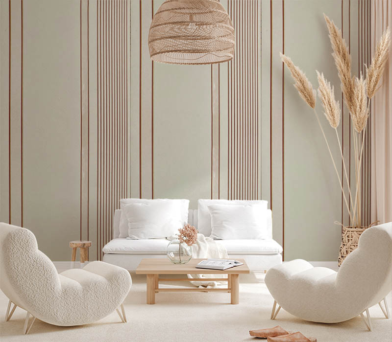 Bordo Krem Parlak Çizgili Ucuz Duvar Kağıdı 773378