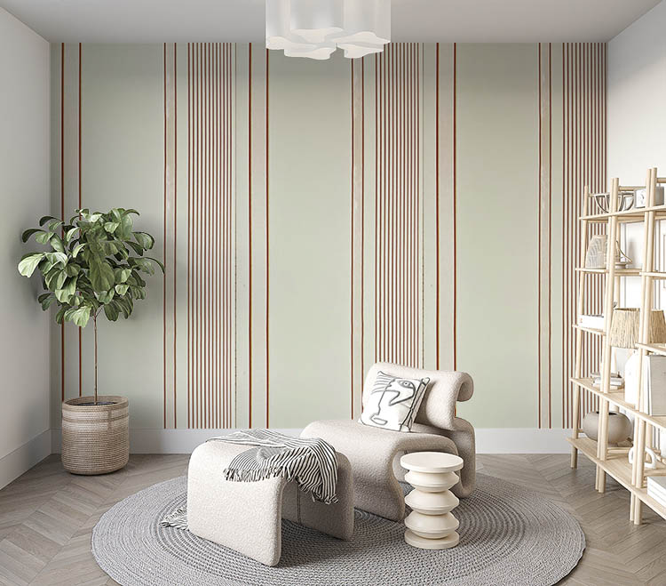 Bordo Krem Parlak Çizgili Ucuz Duvar Kağıdı 773378