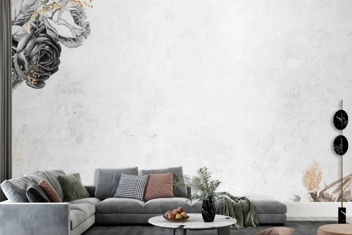 Boş Çiçek Pırıltılı Arka Plan Oturma Odası Duvar Kağıdı