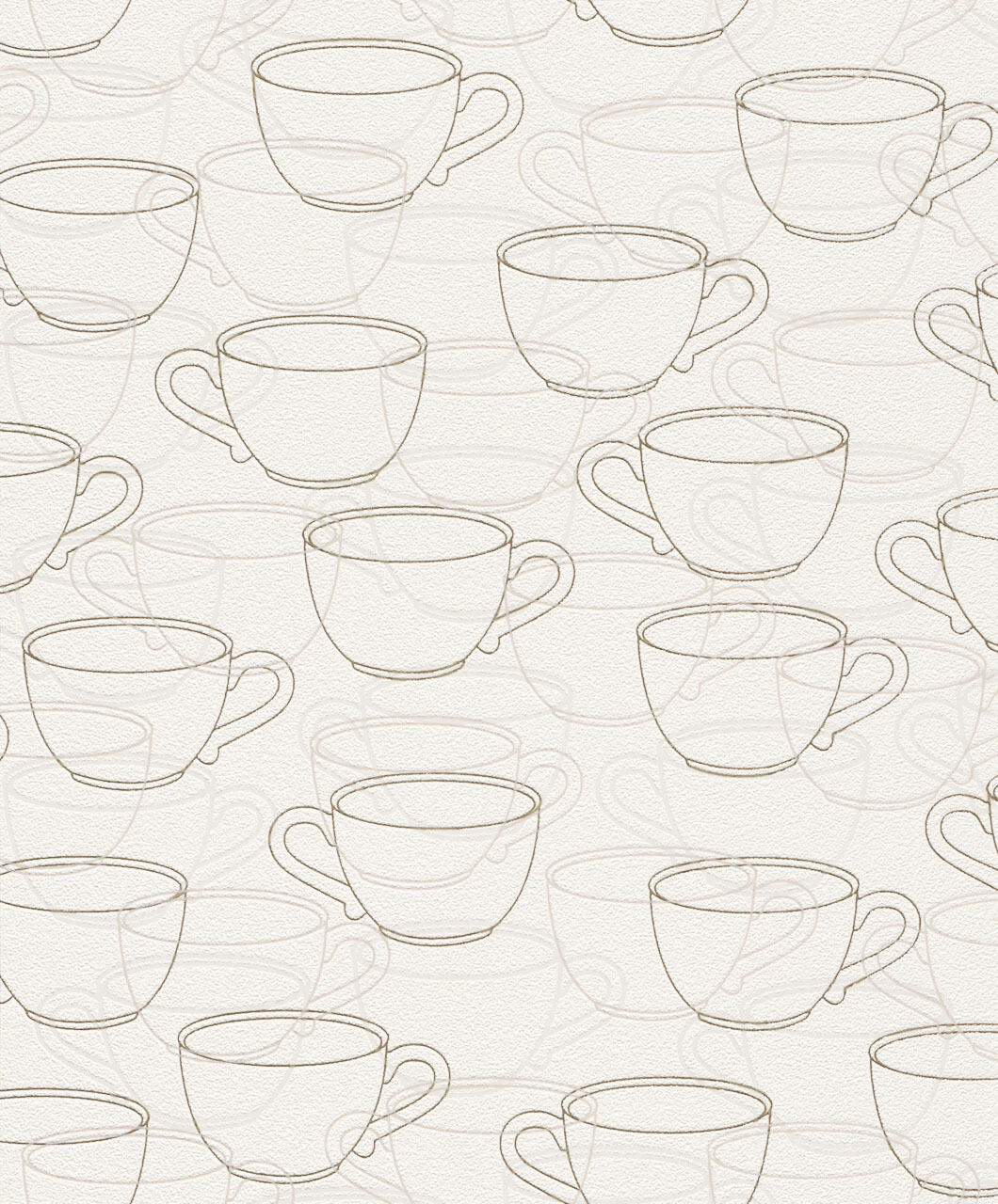 Cafe Tarzı Krem Fincanlı Ucuz Duvar Kağıdı 53701