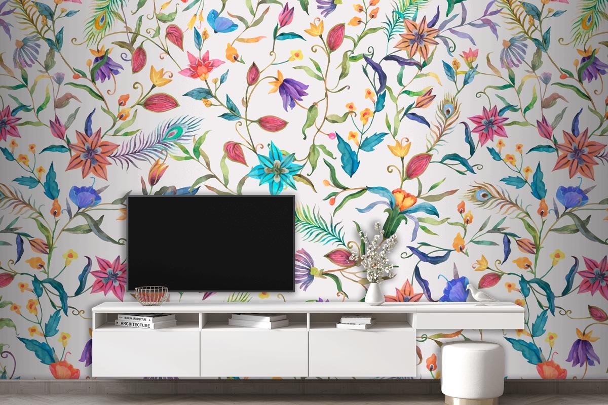 Çiçek Desenli Duvar Kağıdı Duvar Arka Planı