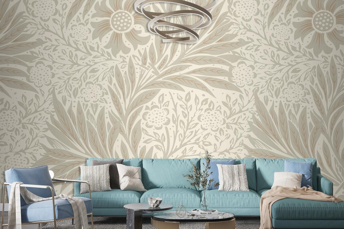 Çiçek Desenli Oturma Odası Duvar Kağıdı