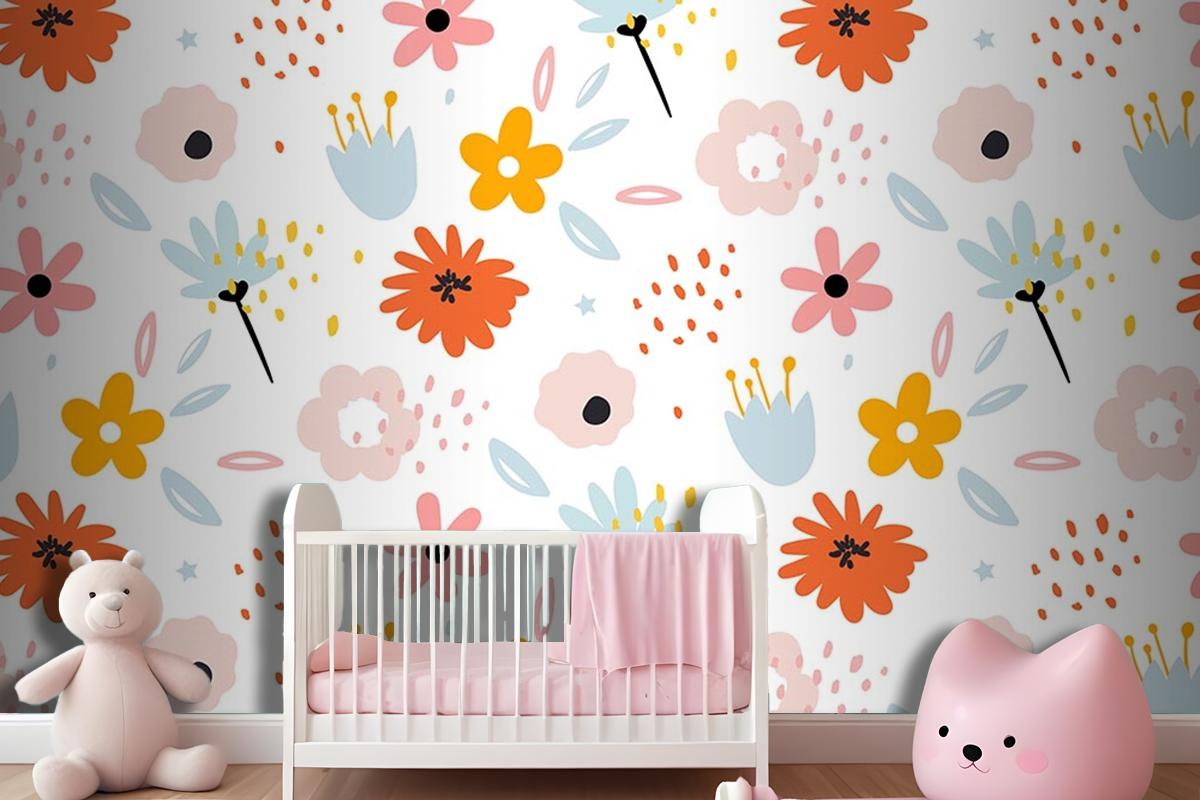 Çiçekler Çocuk Odası Duvar Kağıdı
