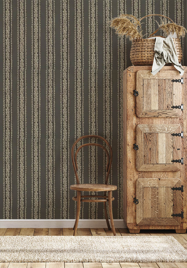 Çizgili Buğday Desen Ucuz Duvar Kağıdı 48043