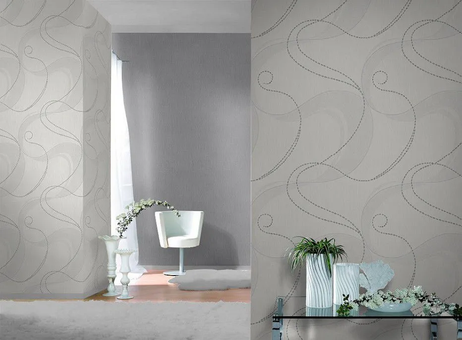 Dalga Çizgili Simli Desen Duvar Kağıdı 53703