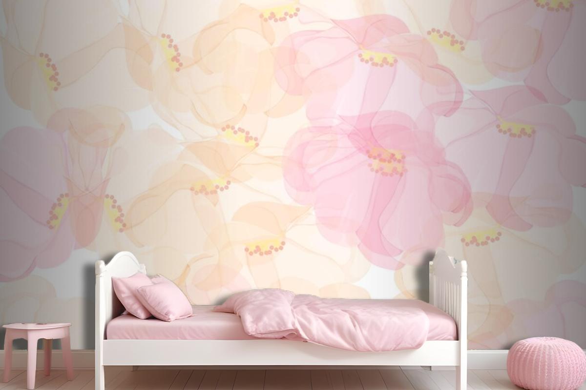 Dikişsiz Desen Çiçek Arka Plan Tasarımı Çocuk Odası Duvar Kağıdı