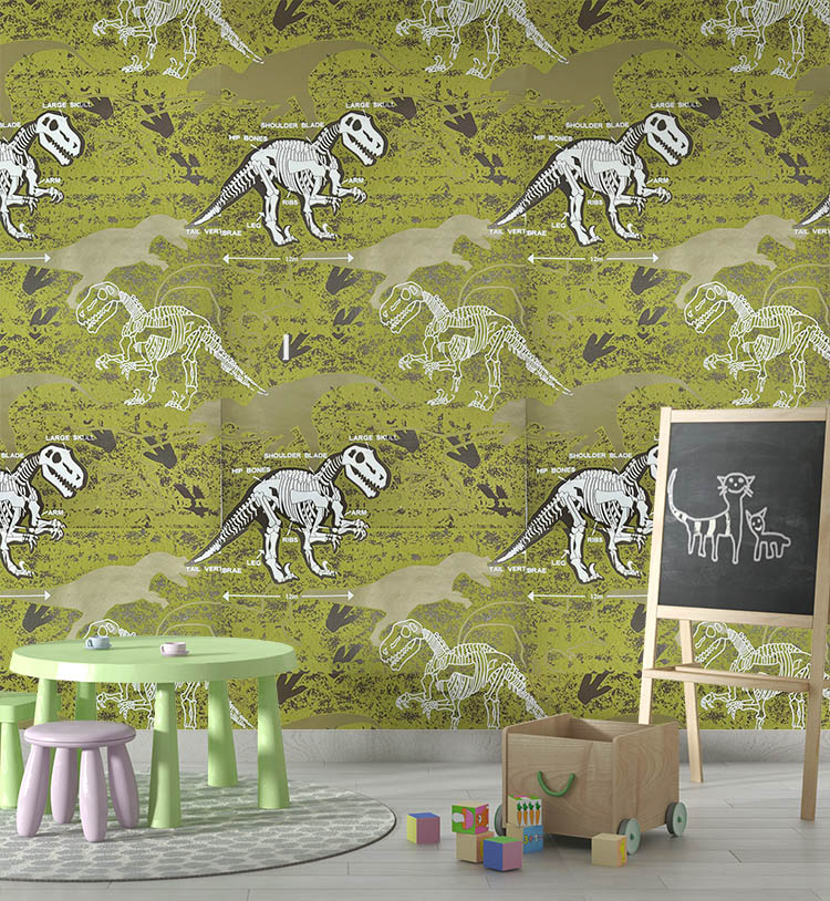 Dinazor Desenli Dokulu Ucuz Çocuk Odası Duvar Kağıdı 53152