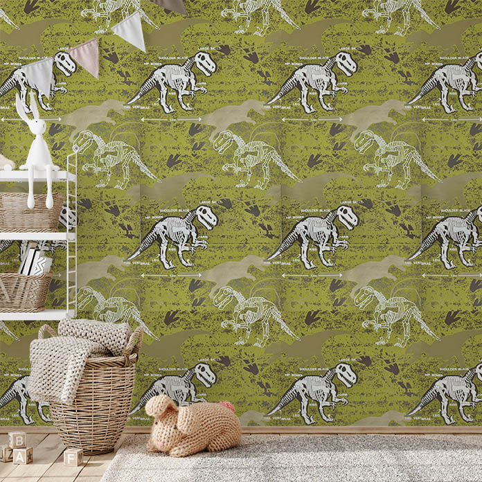 Dinazor Desenli Dokulu Ucuz Çocuk Odası Duvar Kağıdı 53152