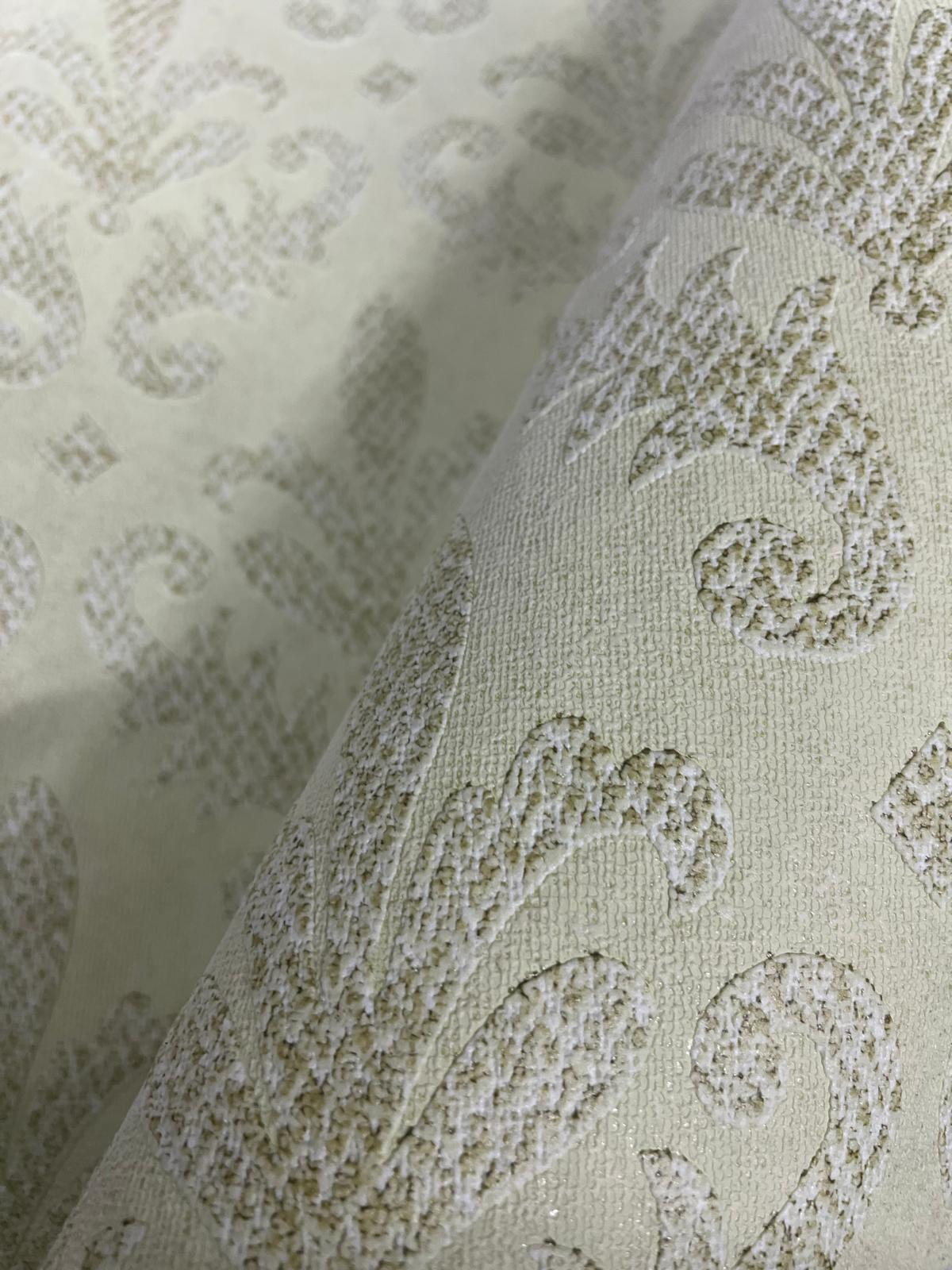 Dokulu  Damaks Desen Yeşil Duvar Kağıdı 670325