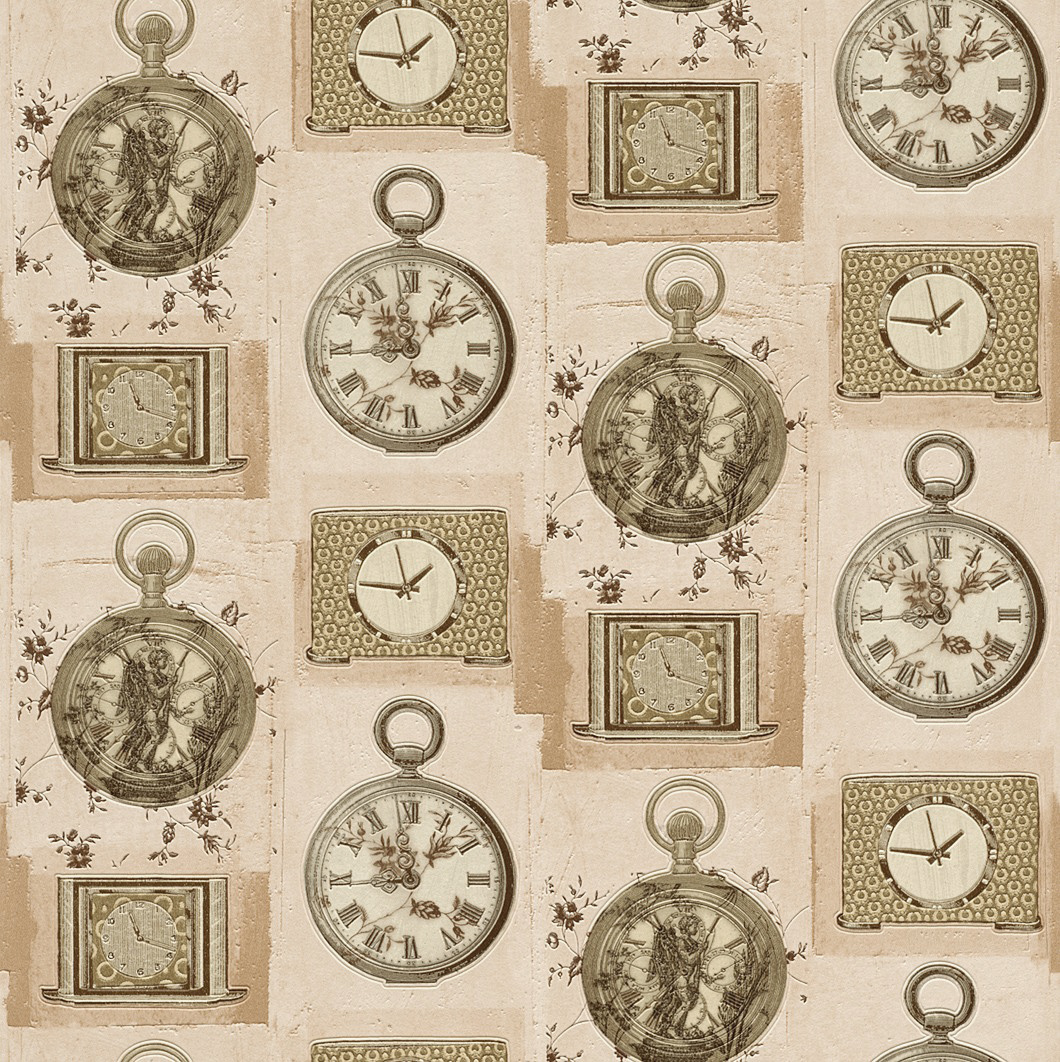 Eskitme Saat Desenli Duvar Kağıdı 53110