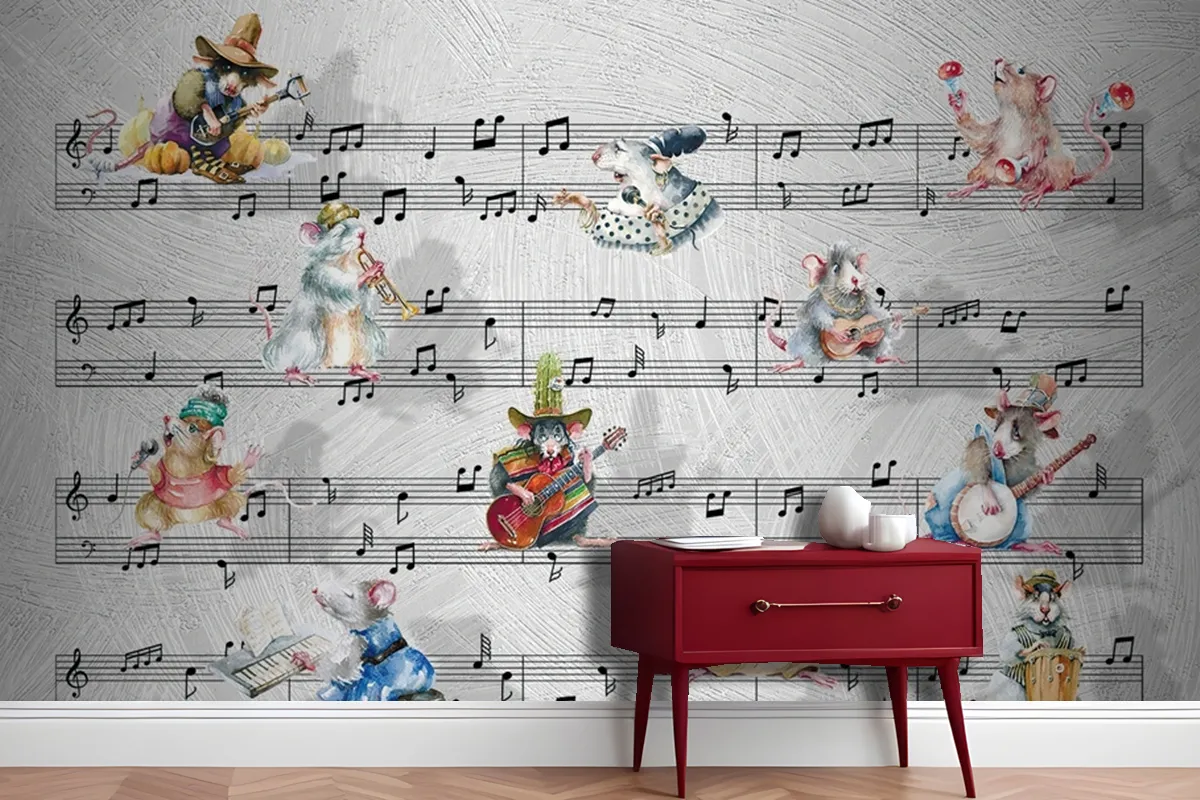 Fareler Ve Müzik Notaları Duvar Kağıdı