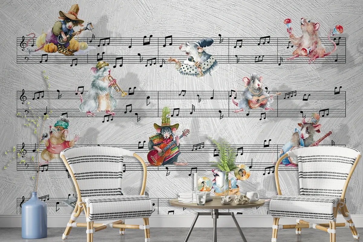Fareler Ve Müzik Notaları Duvar Kağıdı