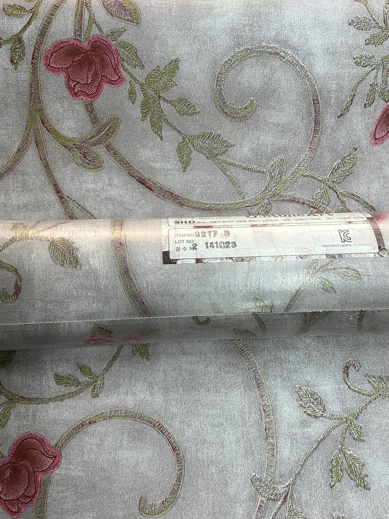 Gri Çiçek Desen Dokulu 16 M2 Duvar Kağıdı 92173