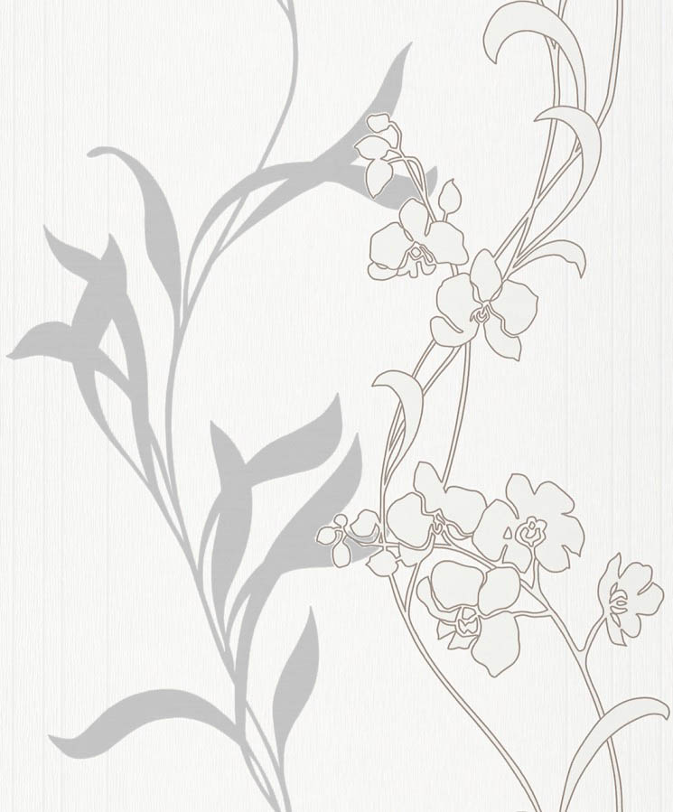 Gri Krem Çiçekler Ucuz Duvar Kağıdı 53721
