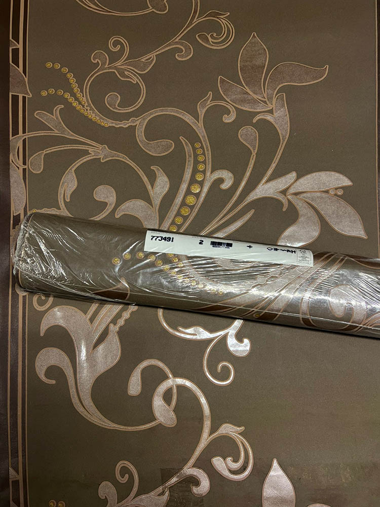 Kahverengi Yaprak Desenli Dokulu Ucuz Duvar Kağıdı 773491