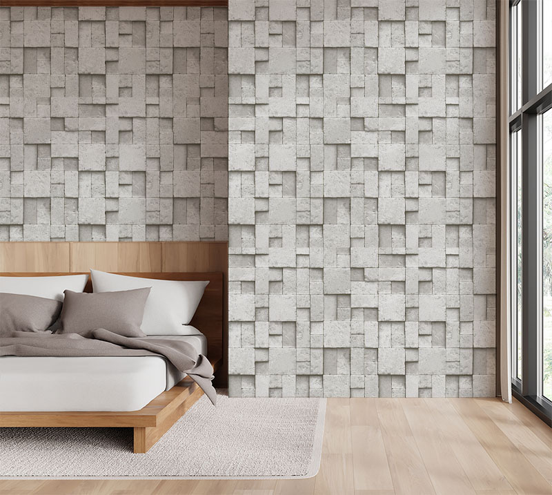 Kare Gri Taş Desen 16 M2 Duvar Kağıdı 6755-1