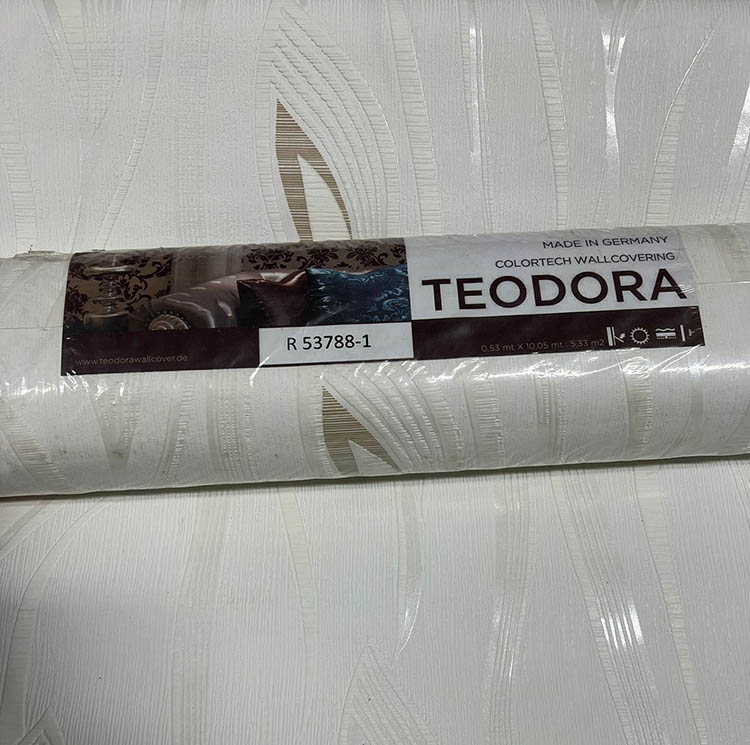 Kırık Beyaz Kahverengi Detaylı Yaprak Ucuz Duvar Kağıdı 53788-1