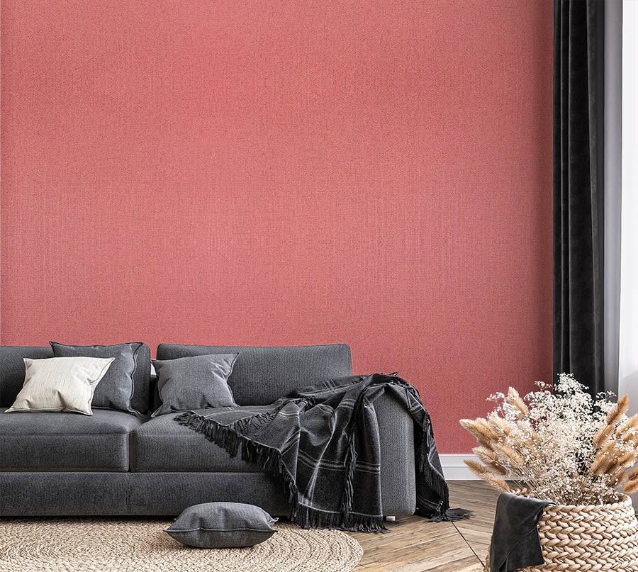 Kırmızı Çizgili Dokulu Hafif Simli 16 M2 Duvar Kağıdı 55236