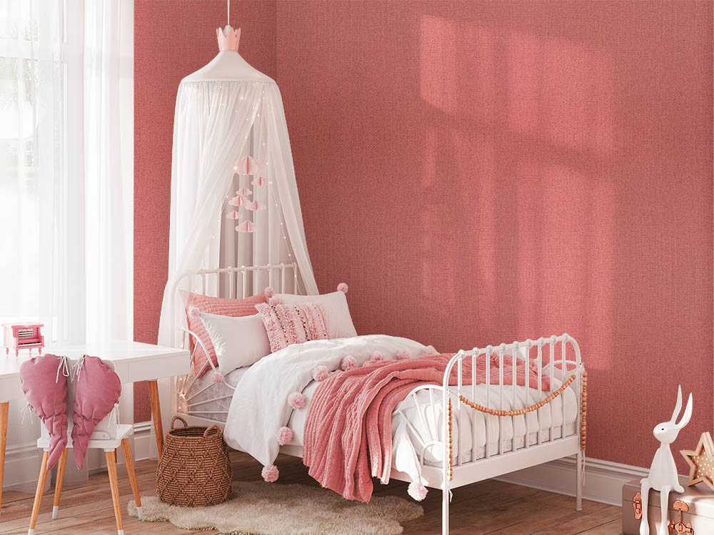 Kırmızı Çizgili Dokulu Hafif Simli 16 M2 Duvar Kağıdı 55236