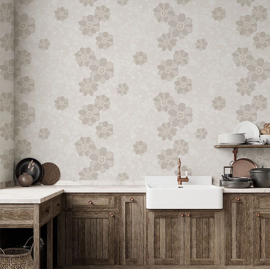 Krem  Çiçekli 16 M2 Duvar Kağıdı 771031