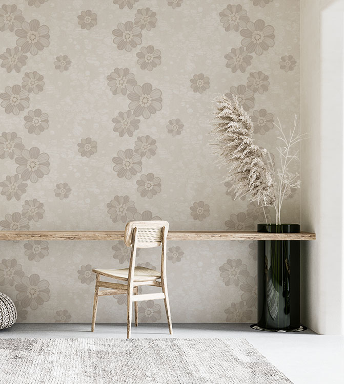 Krem  Çiçekli 16 M2 Duvar Kağıdı 771031