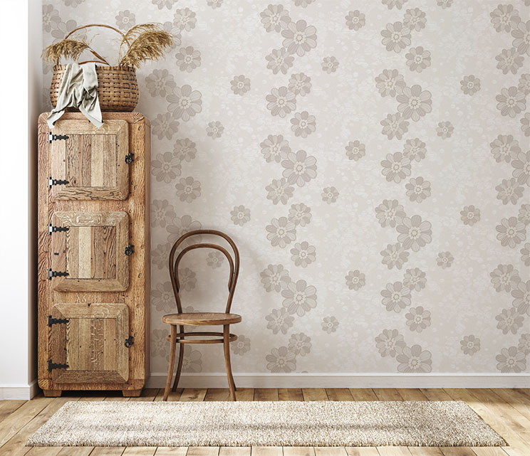 Krem  Çiçekli 16 M2 Duvar Kağıdı 771031