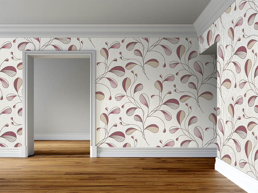 Krem Bordo Desenli Ucuz Duvar Kağıdı 53837
