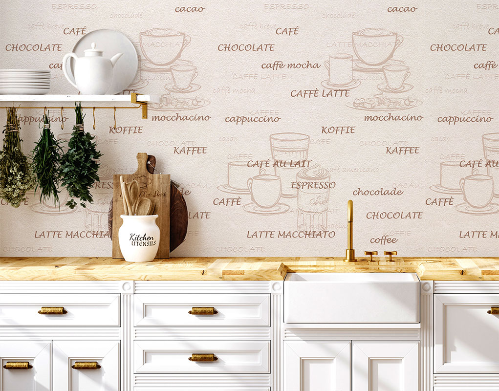 Krem Cafe Tarzı Ucuz Duvar Kağıdı 53124 