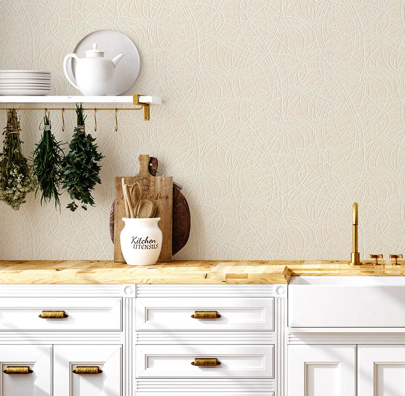 Krem Karışık Çizgi Desen Ucuz Duvar Kağıdı 53771