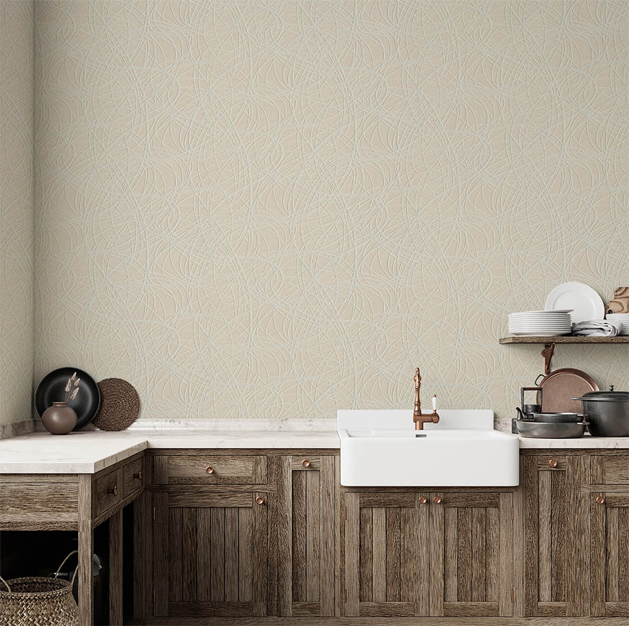 Krem Karışık Çizgi Desen Ucuz Duvar Kağıdı 53771