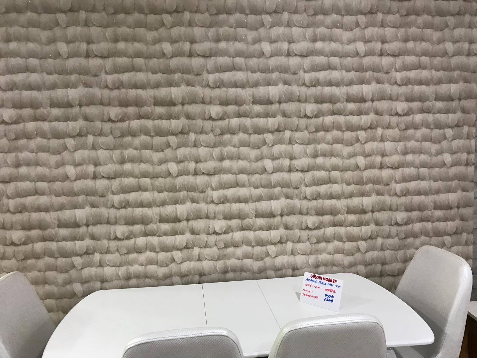 Bej Hafif Simli Tüy Desen 16 M2 Duvar Kağıdı 452582