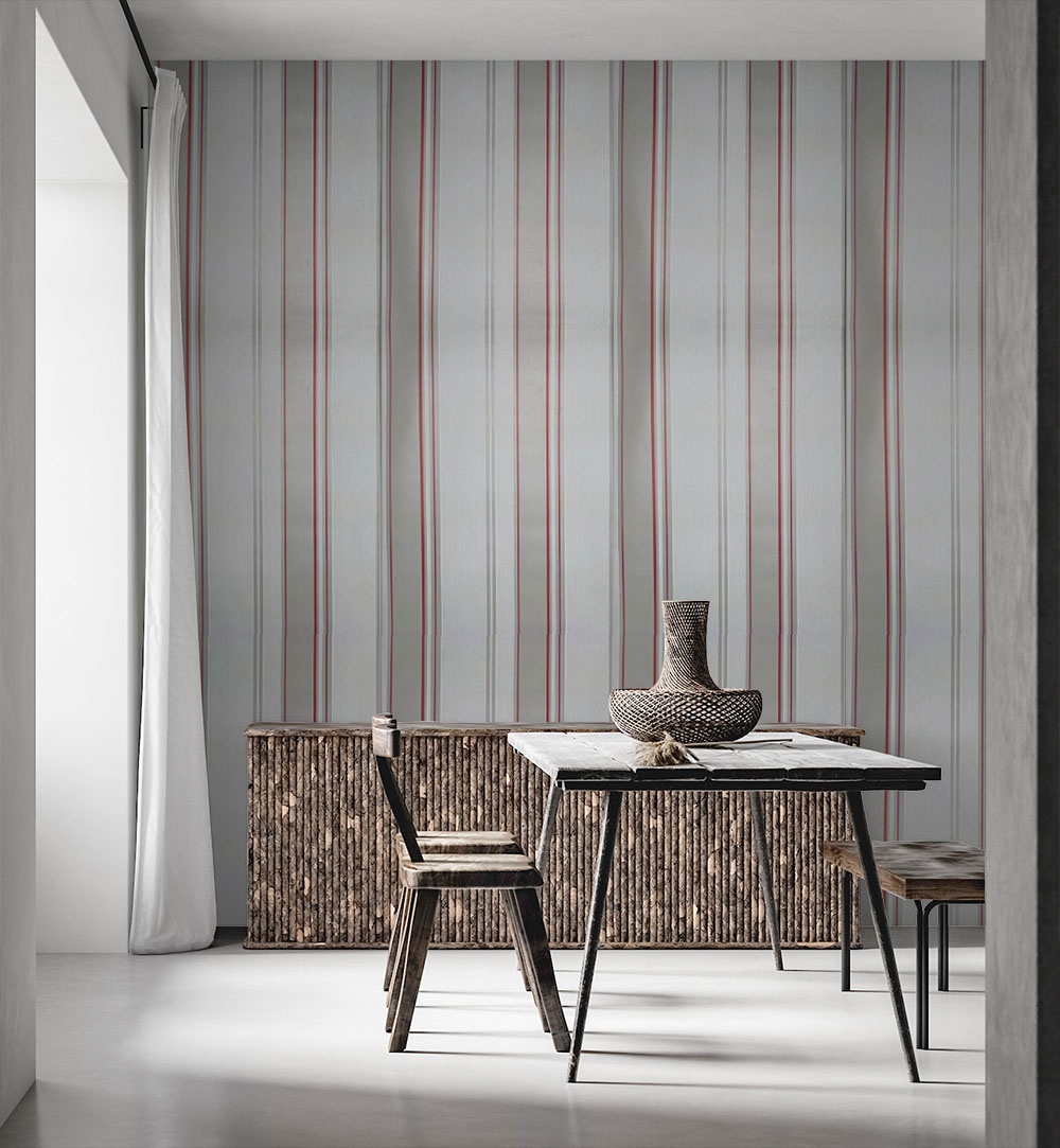 Krem Turuncu Çizgi Desen Ucuz Duvar Kağıdı 53727