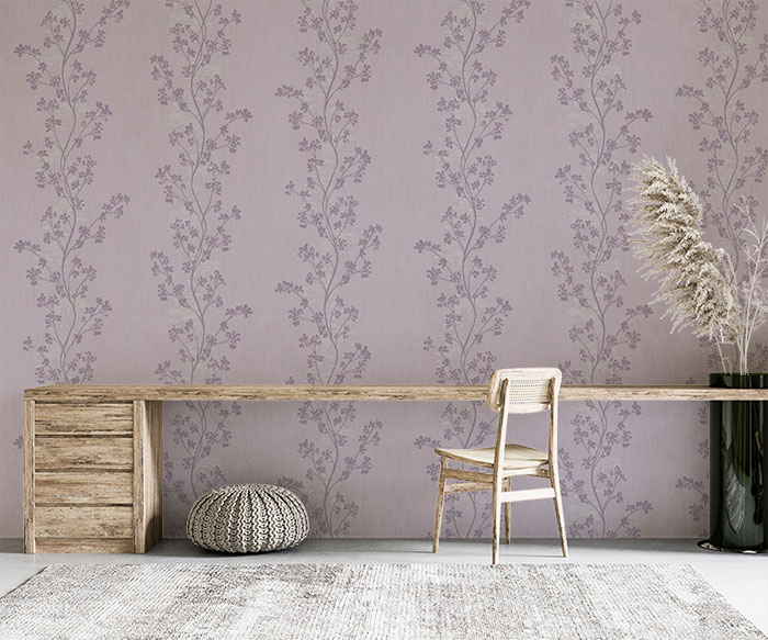 Lila Çiçek Desen 16 M2 Duvar Kağıdı 771023
