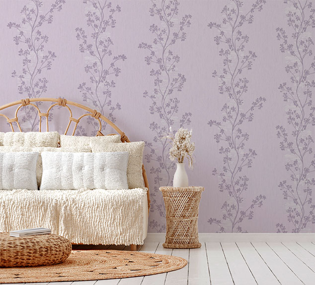 Lila Çiçek Desen 16 M2 Duvar Kağıdı 771023