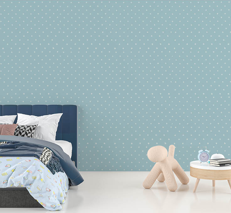 Mavi Beyaz Puantiyeli 16 M2 Duvar Kağıdı 
