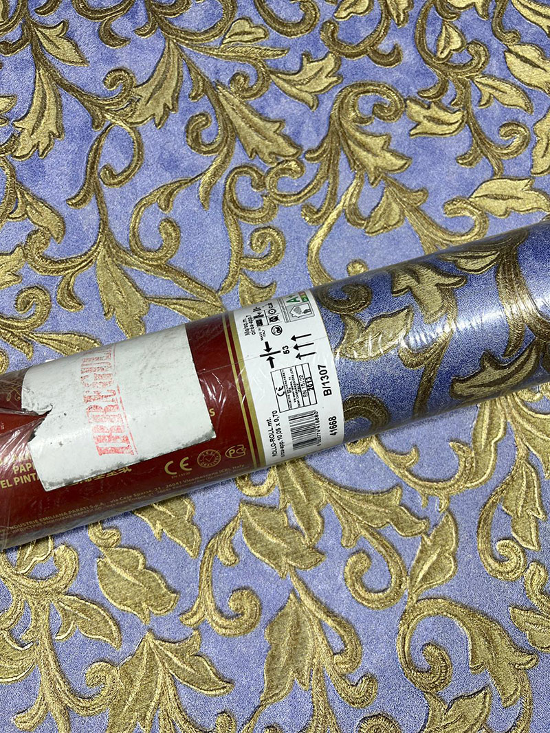 Mavi Gold Damks Desen İtalyan Duvar Kağıdı 41668