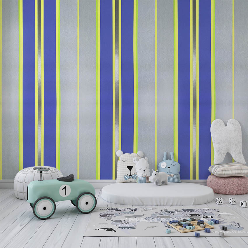 Mavi Yeşil Fosforlu Şerit Ucuz Duvar Kağıdı 78238