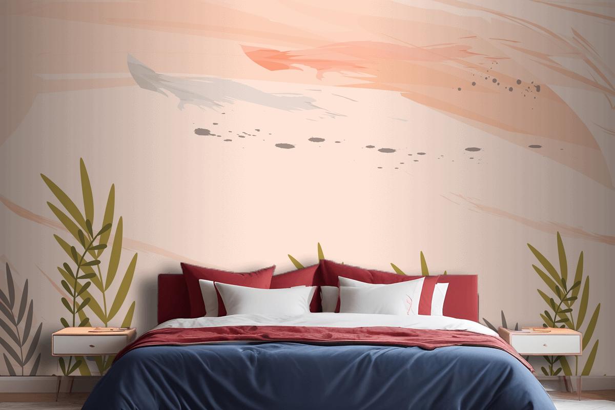 Suluboya Renkli Çiçek Arka Plan Yatak Odası Duvar Kağıdı