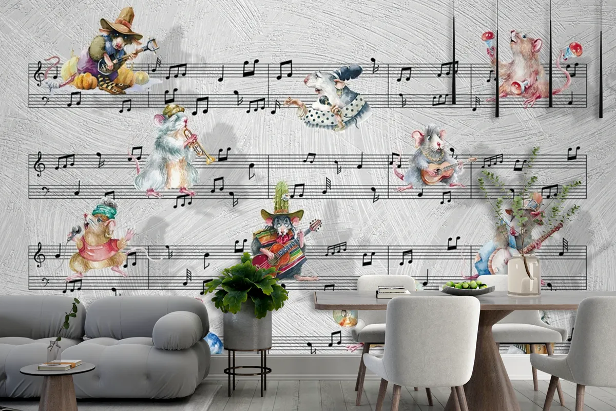 Fareler Ve Müzik Notaları Duvar Kağıdı