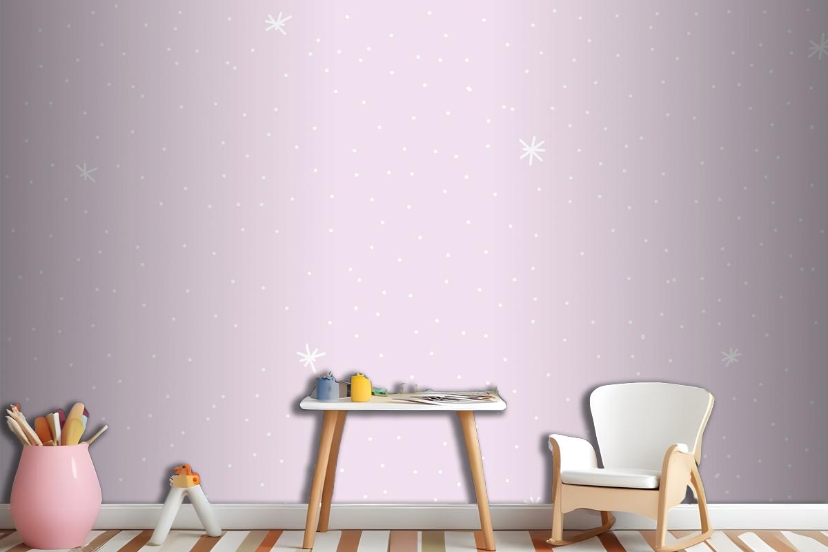 Mor Arka Planlı Minimal Yıldız Desenli Çocuk Odası Duvar Kağıdı