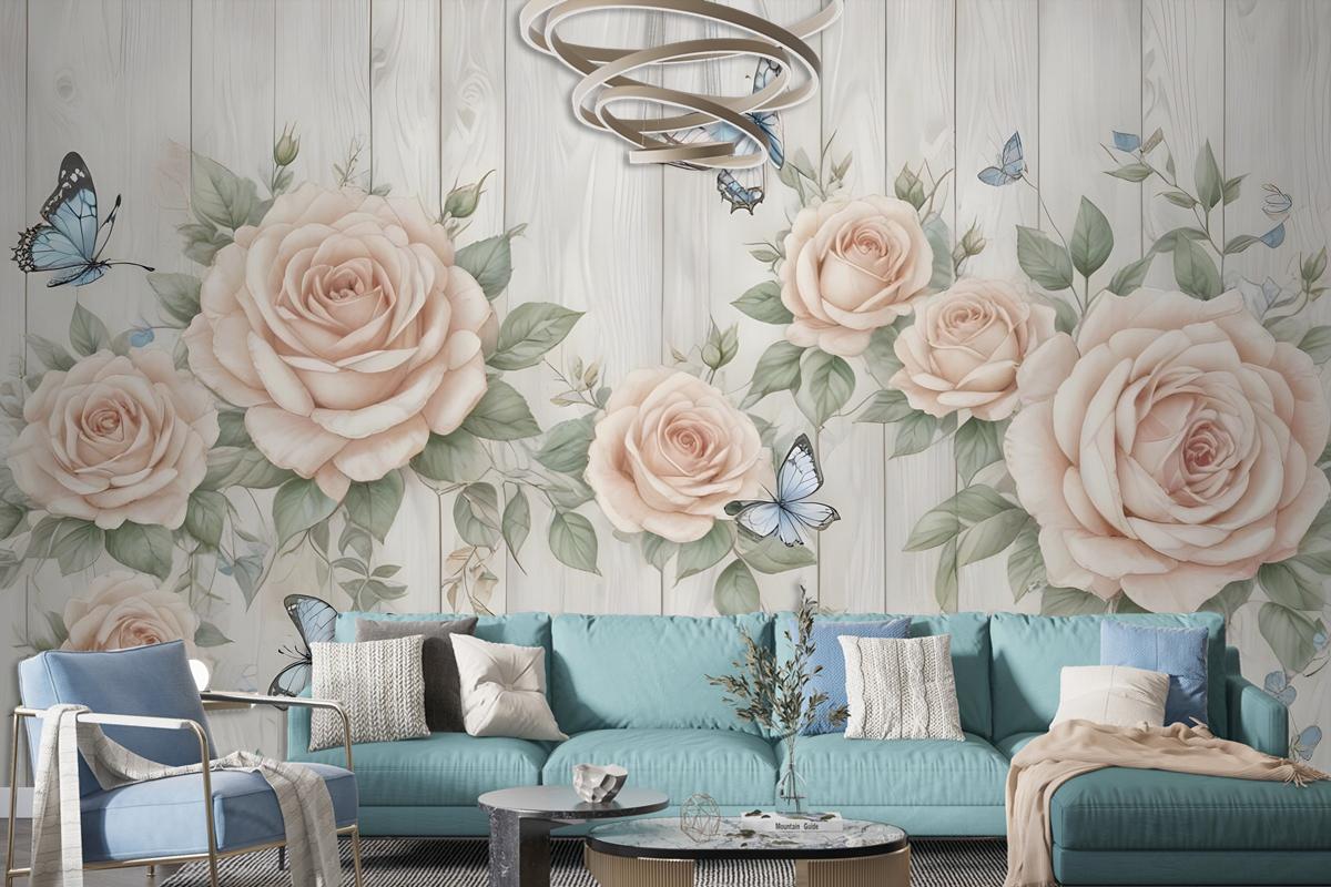 Kelebek Duvar Kağıdı  Ile Yumuşak Çiçek