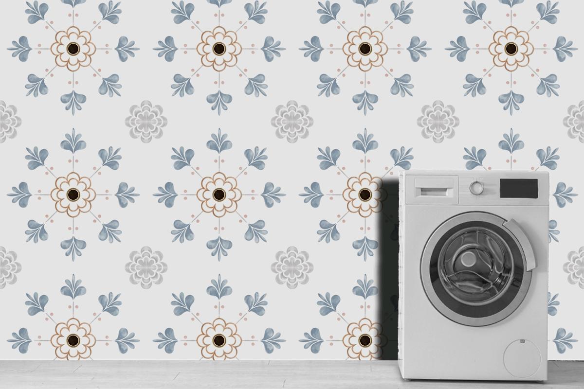 Fayans Dokulu Desen Duvar Kağıdı