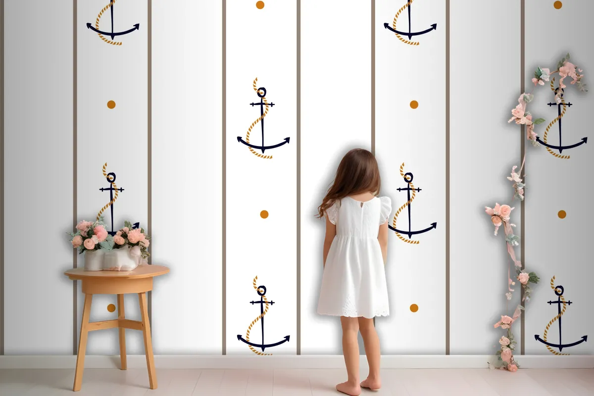 Vektör Kesintisiz Retro Desen Çocuk Odası Duvar Kağıdı