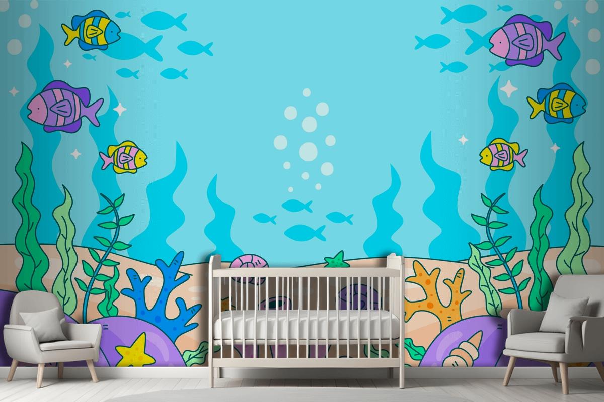 Dünya Okyanuslar Günü Elle Çizilmiş Arka Plan Çocuk Odası Duvar Kağıdı