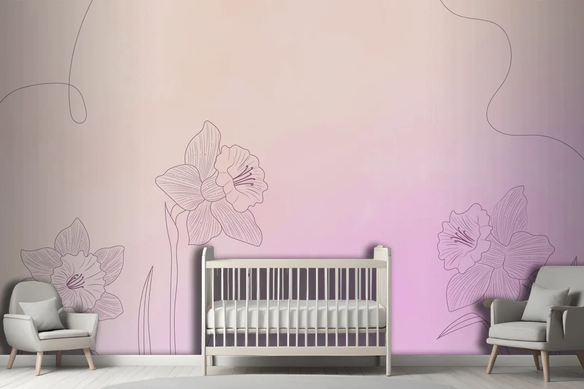 Elle Çizilmiş Öğelerle Suluboya Arka Plan Çocuk Odası Duvar Kağıdı