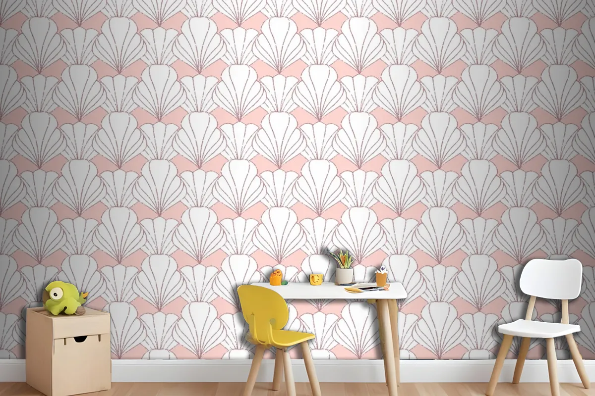 Art Deco Gül Altın Dikişsiz Desen Çocuk Odası Duvar Kağıdı